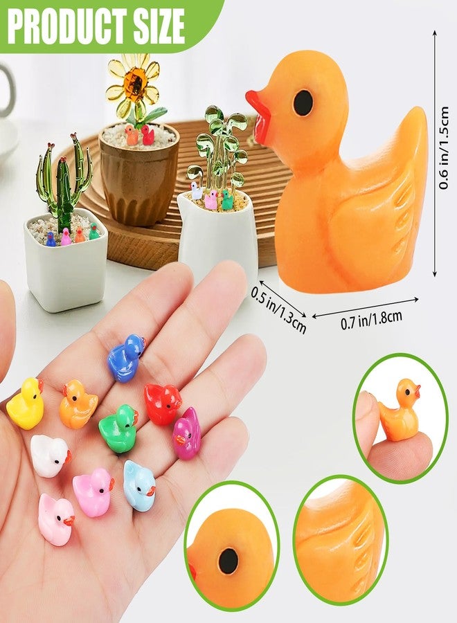 EKisemio 100pcs Tiny Ducks 10 Colors Little Duck Figures Mini Resin Ducks Plastic Small Miniature Ducks Bulk for Dollhouse Decor Micro Fairy Garden Landscape Aquarium Tiny Toys - Image 2